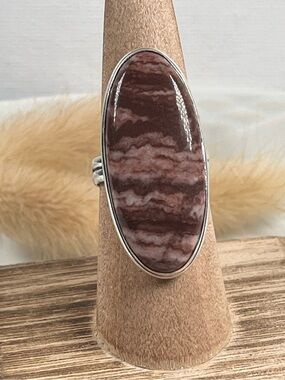 925 Sterling Silver Overlay Coconut Jasper Gemstone Size 7.5